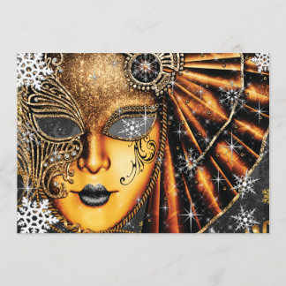 Invitation Flocon de neige Hiver Nouvel An Masquerade Party