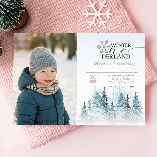 Invitation Flocon de neige Hiver Onederland 1er Anniversaire 