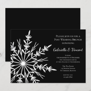 Invitation Flocon de neige noir blanc Mariage de poste d'hive
