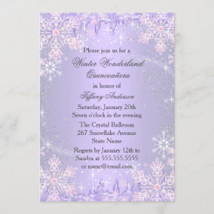 Invitation Flocon de neige pourpre Hiver Merveilles Quinceane