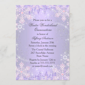 Invitation Flocon de neige pourpre Hiver Merveilles Quinceane