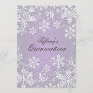Invitation Flocon de neige pourpre Hiver Merveilles Quinceane