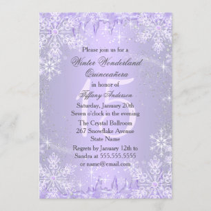 Invitation Flocon de neige pourpre Hiver Merveilles Quinceane