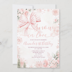 Invitation Flocon de neige rose en amour floral Noël Annivers