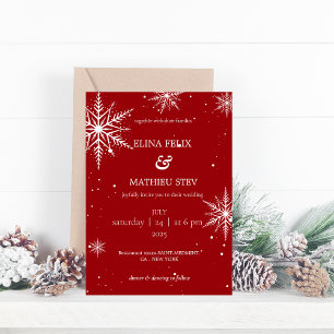 Invitation Flocon de neige rouge Rhinestone Mariage hivernal 