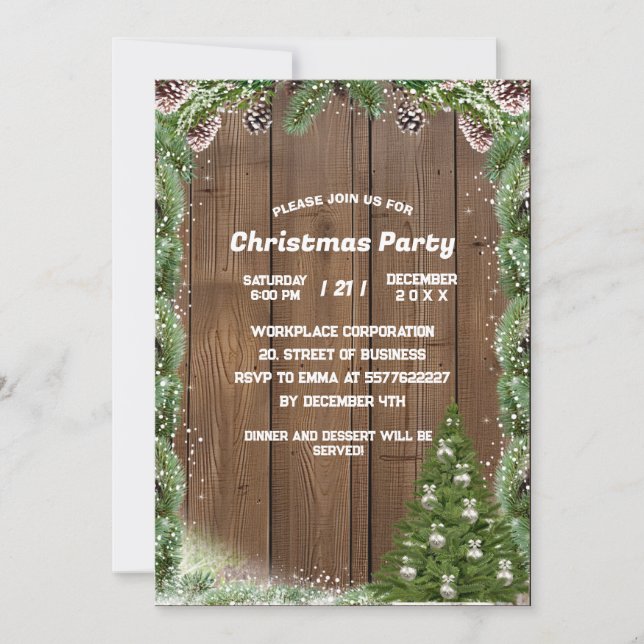 Invitation Flocon de neige rustique en bois Mariage hivernal (Devant)
