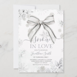 Invitation Flocon de neige Silver Bow Snow In Love 1er annive