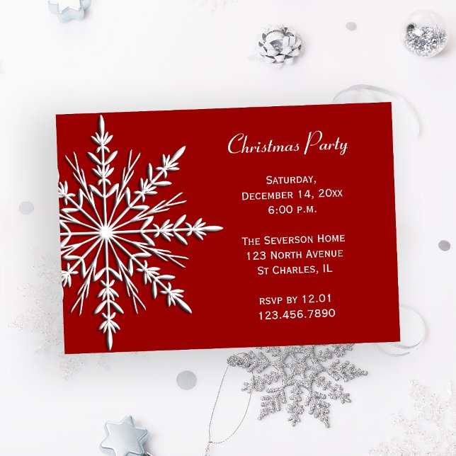 Invitation Flocon de neige sur la fête de Noël des Fêtes roug (Créateur téléchargé)