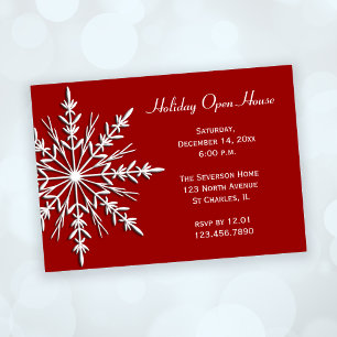 Invitation Flocon de neige sur Red Holiday Open House