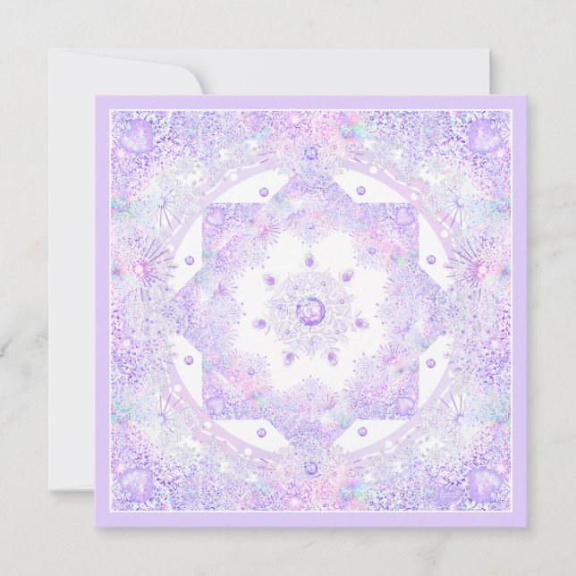 Invitation flocon de neige violet clair et coeur étincelant (Devant)