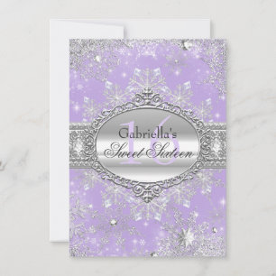 Invitation Flocon de neige violet hiver Wonderland Sweet 16 I