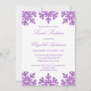Invitation Flocon de neige violet Sweet hiver 16
