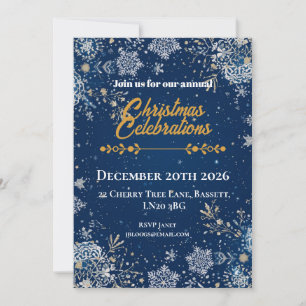 Invitation Flocon de Noël Bleu