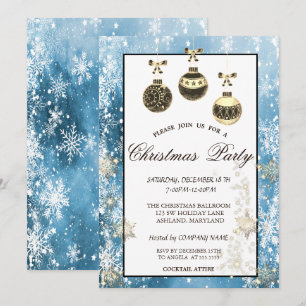 Invitation Flocons de neige, Boules de Noël Fête de Noël d'en