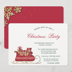 Invitation Flocons de neige de cocktail Rouge Noël Fête d'ent