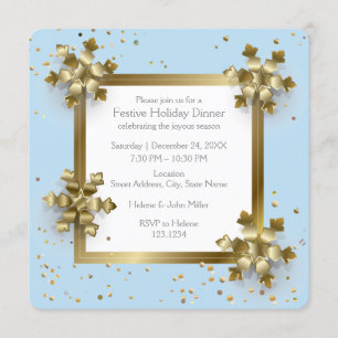 Invitation Flocons de neige d'or de bonne année et de Noël