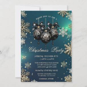 Invitation Flocons de neige dorés,Boules de Noël,Entreprise v