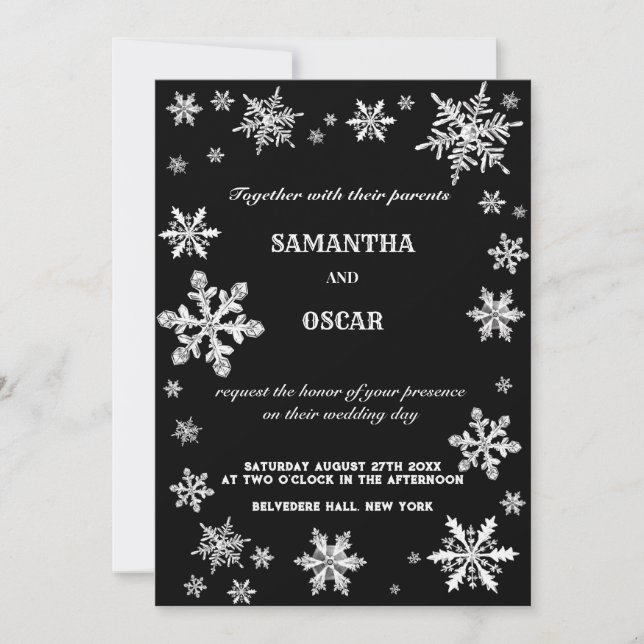Invitation flocons de neige en cristal mariage d'hiver (Devant)