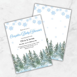 Invitation Flocons de neige Pins Hiver Couples Baby Shower