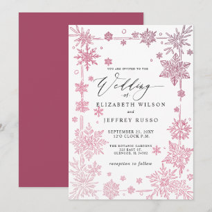 Invitation Flocons de neige rouges élégants Mariage d'hiver