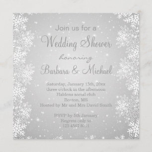 Invitation Flocons de neige sur le wedding shower gris