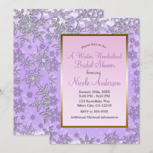 Invitation Flocons de neige violets roses douche de mariée d'