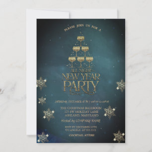 Invitation Flocons de verre à champagne Fête de l'entreprise