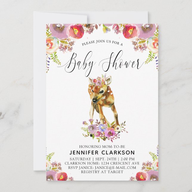 Invitation Flora Doe Baby shower (Devant)