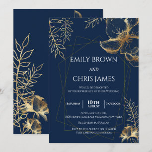 Invitation Floraison dorée   Cérémonie Mariage moderne