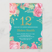 Floral 12e anniversaire Parties scintillant or et