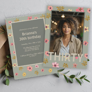 Invitation Floral 30 Trente Anniversaire Soirée Boho Moderne 