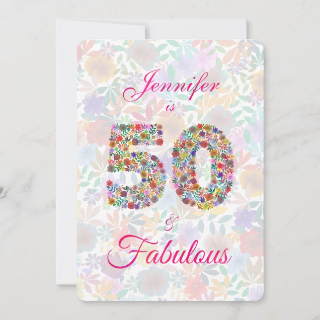 Invitation Floral 50 et fabuleux 50e anniversaire (Devant)