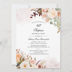 Invitation Floral 60e anniversaire Surprise Party