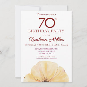 Invitation Floral 70e Anniversaire - Elégante Chute Jaune