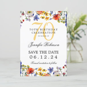 Invitation Floral 70th Birthday Party Enregistrer la date