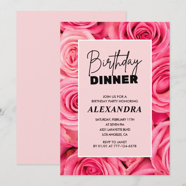 Invitation Floral Anniversaire dîner 97e anniversaire invitat (Devant / Derrière)