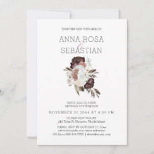 Invitation *~* Floral AR15 MARIAGE BURGUNDY Rose RSVP +