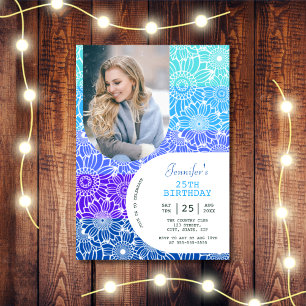 Invitation Floral Arc bleu arc en ciel Arc Photo Anniversaire