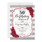 Floral Argent blanc Roses rouges Photo 50e anniver