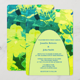 Invitation Floral Artsy Jaune Bleu Vert Jardin Arch Mariage