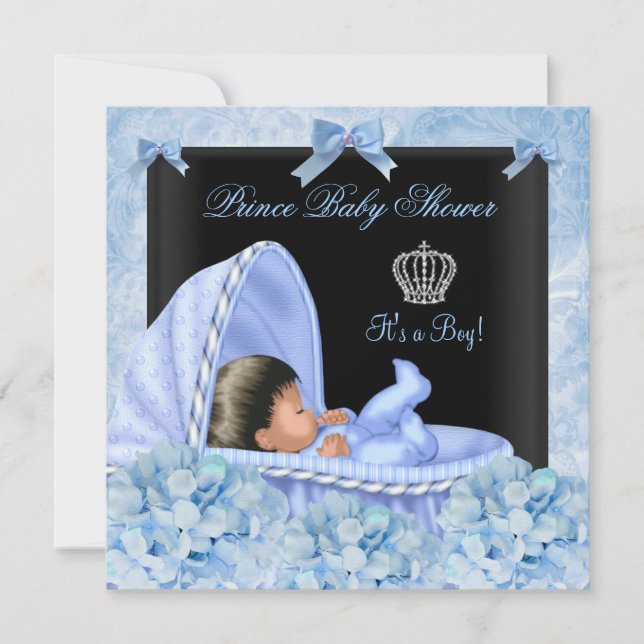 Invitation Floral Baby shower garçon africain-américain (Devant)
