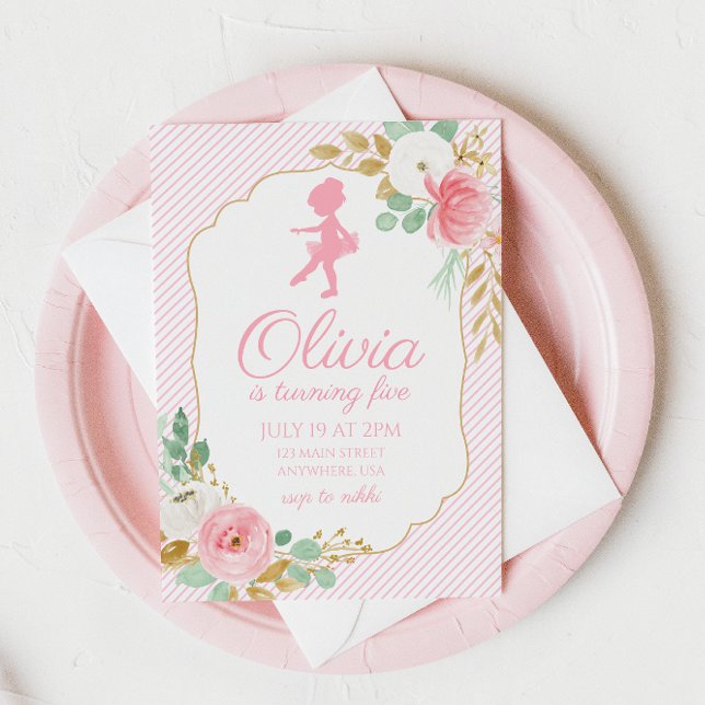 Invitation Floral Ballerina Anniversaire Frappe d'Invitation (Créateur téléchargé)