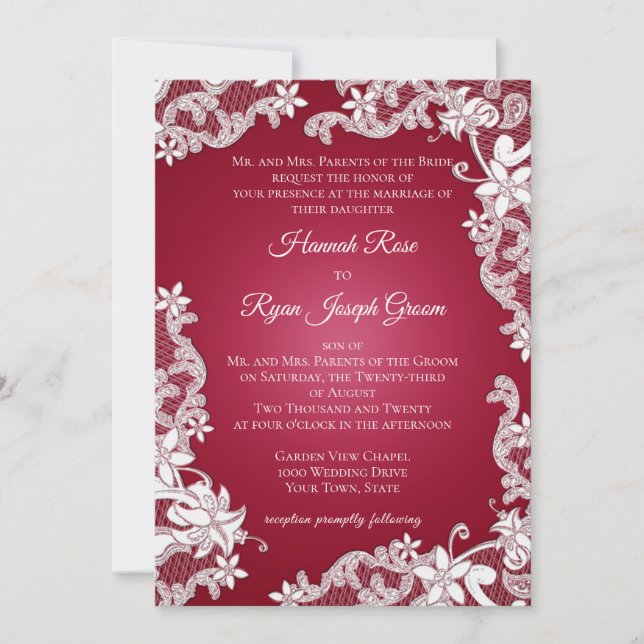 Invitation Floral baroque de Bourgogne (Devant)