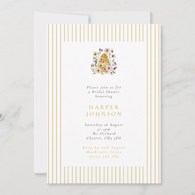 Invitation Floral Beehive She Found Her Honey Bridal Shower (Devant)