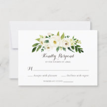 Floral Beige Blanc Vert Élégant Crest RSVP