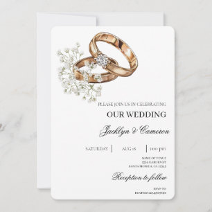 Invitation Floral blanc avec Mariage anneau