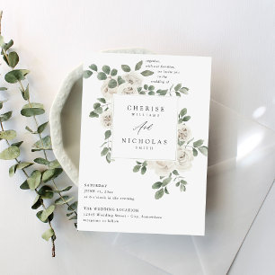 Invitation Floral blanc et Mariage d'Eucalyptus V2