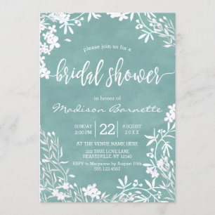 Invitation Floral Blanc N'Importe Quelle Couleur Douche Nupti