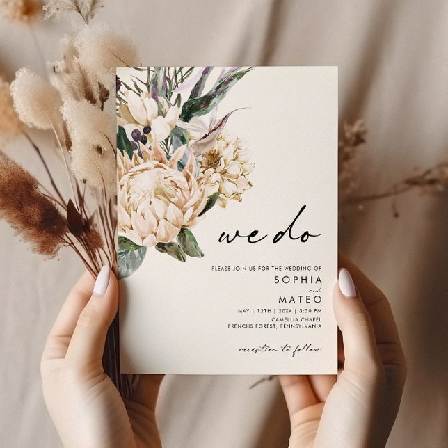 Invitation Floral blanc Nous faisons Mariage (Créateur téléchargé)