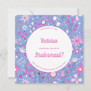 Invitation Floral Bleu Moderne Soyez ma servante